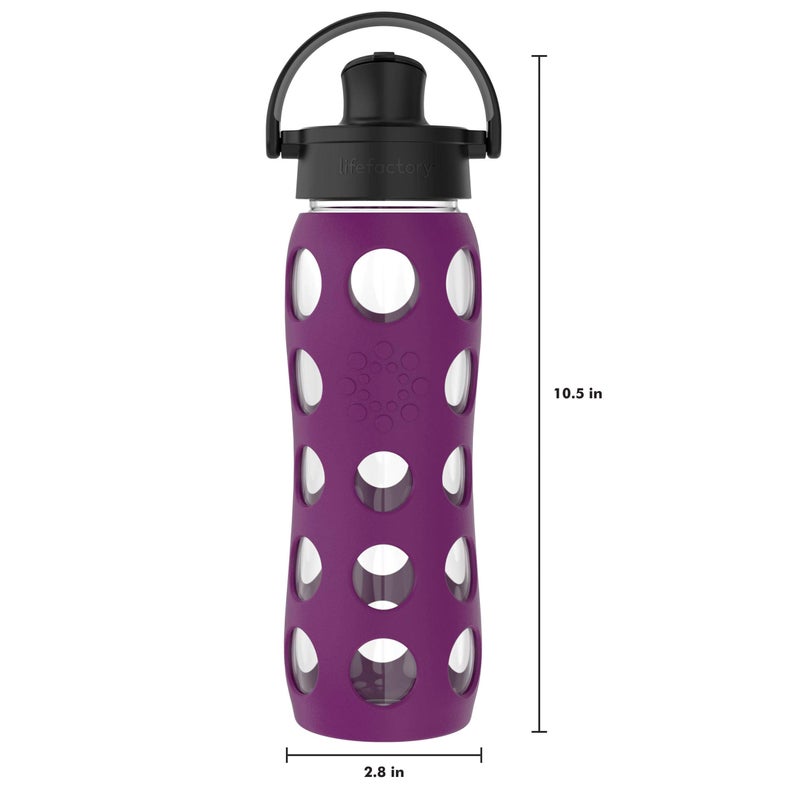 Lifefactory 22-Ounce Glass Water Bottle with Active Flip Cap and Protective Silicone Sleeve, Plum - Image 4